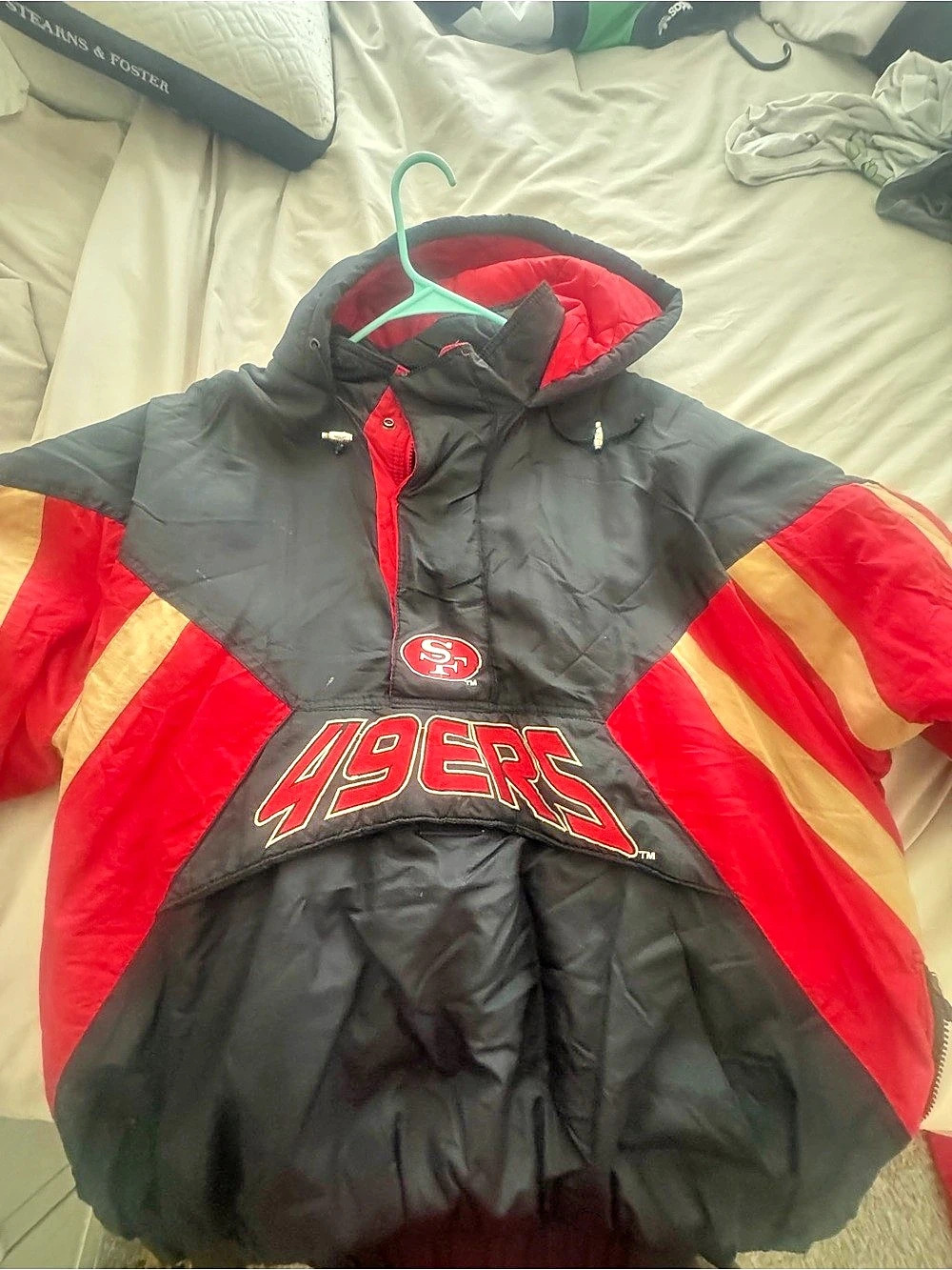 NFL 49ers Puffer Jacket Black & Red